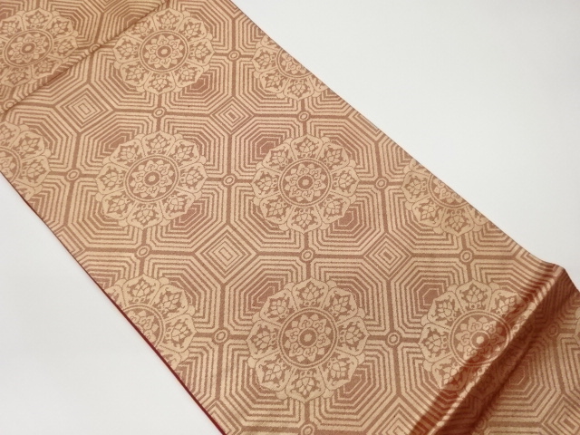 リサイクル　華紋に幾何学模様織出し袋帯